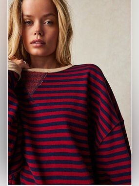 We the free oversized classic striped crewneck nautical